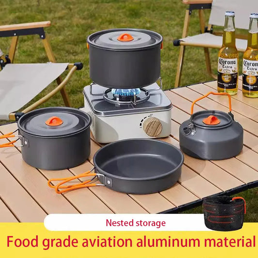 أدوات طبخ ألمانية للتخييم مع موقد وغلاية