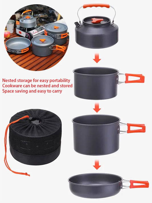 أدوات طبخ ألمانية للتخييم مع موقد وغلاية