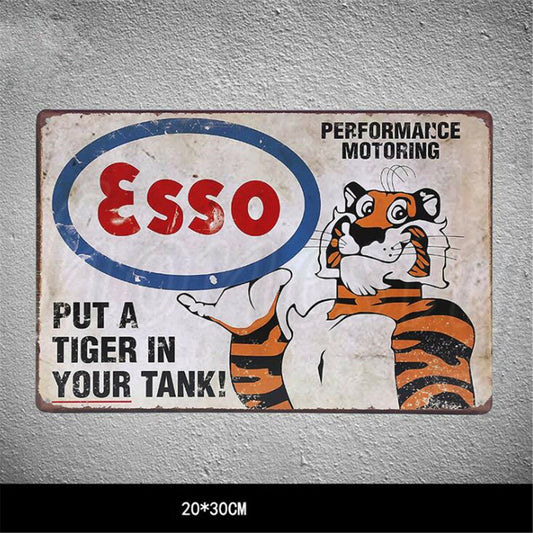 لوحة معدنية بنقش نمر عتيق للديكور - 20x30 سم