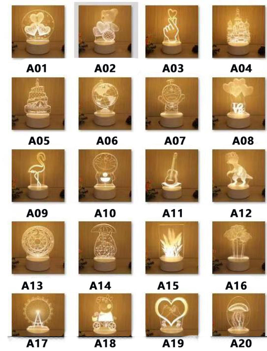 مصباح ليلي ثلاثي الأبعاد للأطفال USB