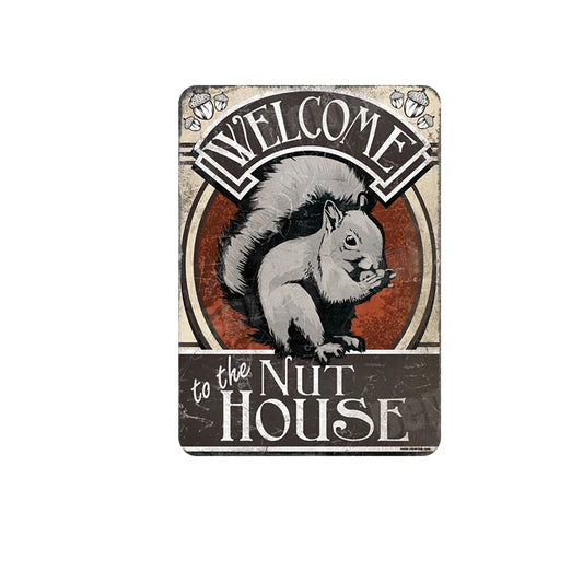 لوحة تحذير عبقري يعمل، ديكور حائط معدني قديم