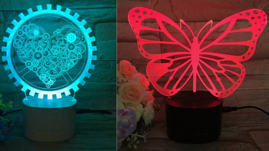 مصباح ليد ثلاثي الأبعاد مع سماعة قابلة للشحن