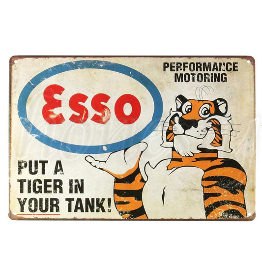 لوحة معدنية بنقش نمر عتيق للديكور - 20x30 سم