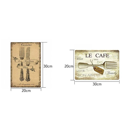 لوحة معدنية كلاسيكية للمطبخ - ديكور حائط 20x30 سم
