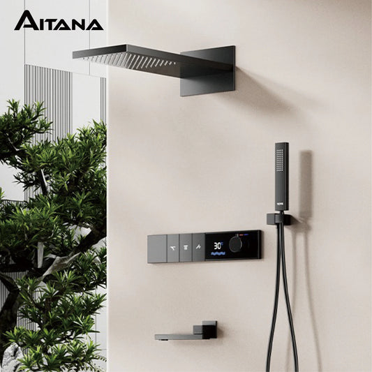 دش فاخر LED رمادي بمخرجين مثبت على الحائط