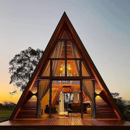 بيت خشبي مثلثي مقاوم للتآكل للتخييم الخارجي