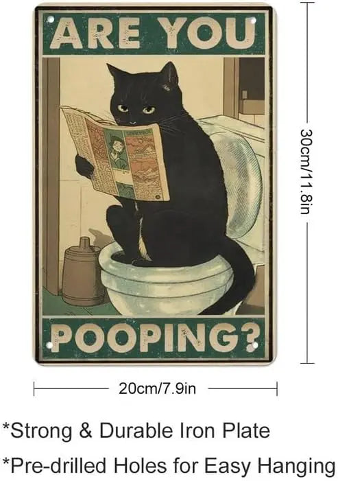 لوحة معدنية رجعية: قطة سوداء مضحكة للحمام